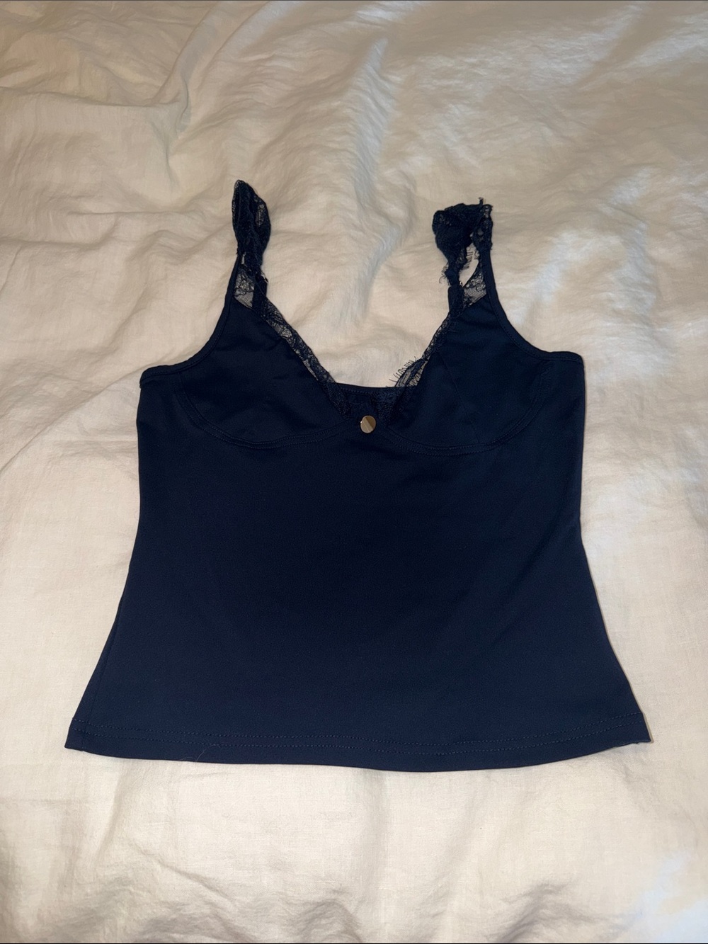 Lace-Trim Navy Women's Camisole Top